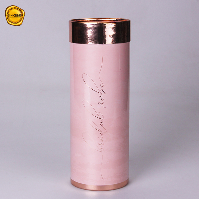 Custom Glossy Pink Paper Tube Cylinder Cosmetics Packaging Box 