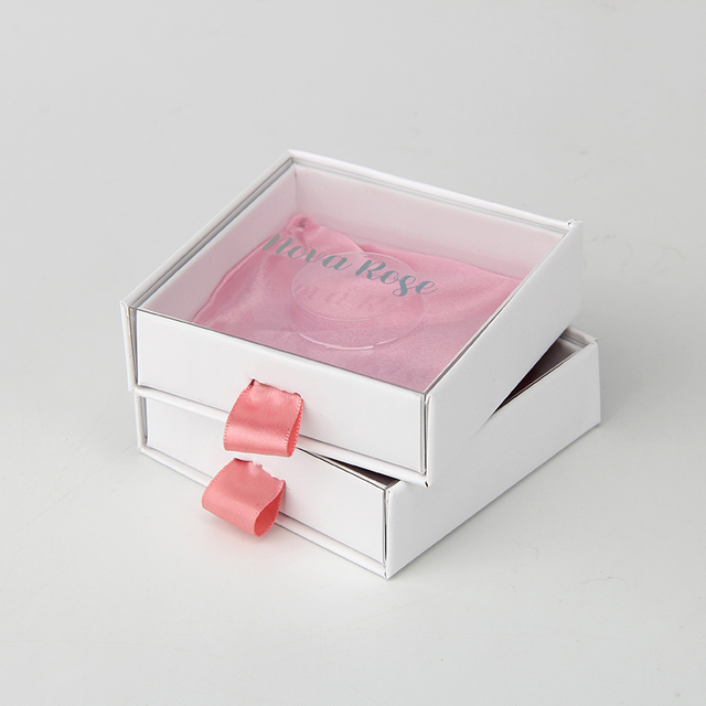 Personalised White Square Cardboard Drawer with Clear Lid Eyelash Packaging Box