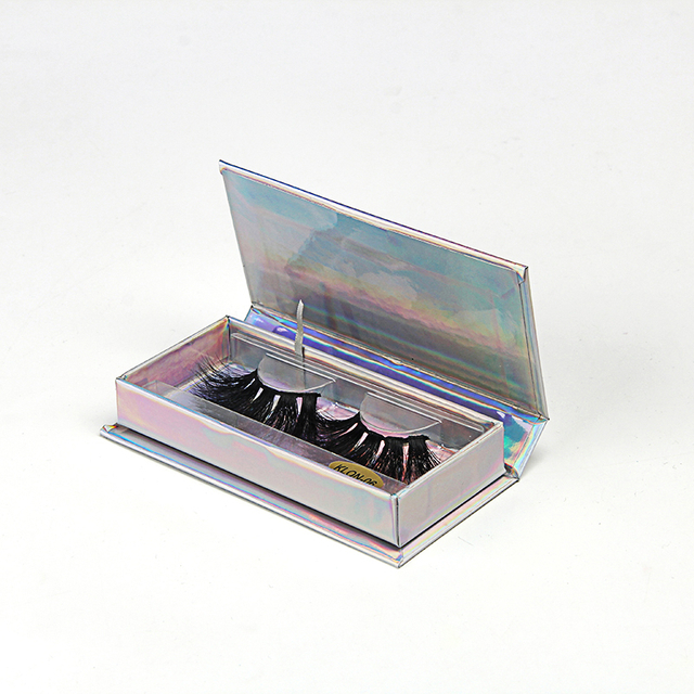 Private Label Holographic Silver Paper Cardboard Eyelash Packaging Boxes